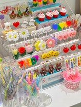 ins韩国风生日蜡烛氛围感创意派对场景布置小熊数字蛋糕装饰插排