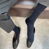 5双丝光棉男士袜子春夏季商务袜吸汗正装黑色长袜纯棉西装中筒袜
