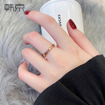 韩京简约英文字母戒指女潮时尚轻奢钛钢食指戒子不掉色指环冷淡风