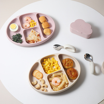 新款宝宝硅胶吸盘辅食分格餐盘 婴儿自主进食学吃饭防摔餐具盘子