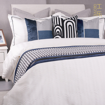 工乐布艺轻奢软装样板间床品蓝色风格北欧新中式家纺豆豆素洋现代
