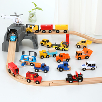 木质多功能磁性火车小车 救护车警车工程车 兼容木质轨道玩具车