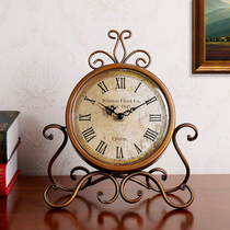 欧式复古钟表座钟客厅老式台式坐钟仿古美式桌面摆钟摆件家用时钟