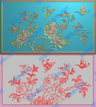 精雕图jdp灰度图浮雕图精品月季花玫瑰牡丹花蝴蝶背板后板630x353