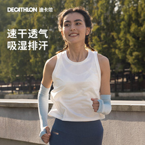 迪卡侬无袖速干背心女运动T恤跑步健身瑜伽服透气短袖运动服SAT1