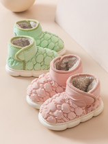儿童棉拖鞋包跟女孩冬季羽绒布防水女童男童2023新款中大童毛棉鞋