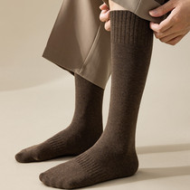 秋季加长小腿袜男士无骨袜运动男生高筒袜纯色保暖黑色冬季长筒袜