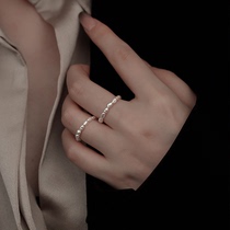 天然巴洛克细珍珠戒指女小众设计轻奢食指戒弹力串珠手工叠戴尾戒