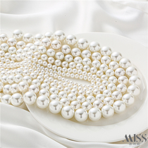 天然贝壳白珠穿孔圆珠镀白珍珠散珠手工串珠diy项链手链耳饰材料