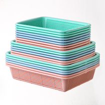 加厚长方形塑料篮厨房蔬菜水果沥水篮桌面办公收纳筐玩具塑料篮框