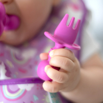 Bumkins儿童叉子婴儿辅食勺硅胶自主进食专用训练学吃饭宝宝勺子