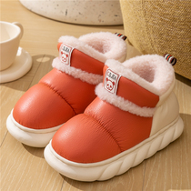 冬季儿童包跟棉拖鞋加厚绒男女童中大童居家外穿防水厚底保暖棉鞋