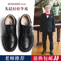 男童皮鞋软底新款西装英伦真皮中大童表演小学生儿童演出黑色鞋子