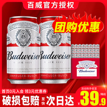 Budweiser/百威啤酒330ml*24罐小麦醇正拉罐铝罐装包邮聚会好搭档