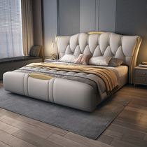 意式轻奢真皮床主卧现代简约床双人1.8x2米大床1.5m榻榻米婚床