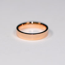 18K金戒指男女情侣直角素圈玫瑰金对戒Au750彩金光面刻字结婚指环
