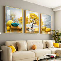 客厅现代简约装饰画大气抽象麋鹿沙发背景墙挂画三联高级感晶瓷画