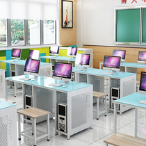 学校培训机房电脑桌讲台微机室培训室学生单双人办公电脑桌考试桌