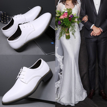 45码46大码影楼婚纱拍照男生白色皮鞋男主持团队演出白鞋新郎婚鞋