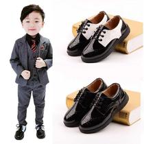 韩版男童鞋小孩黑色皮鞋小学生钢琴演出儿童主持人配西服穿的鞋子