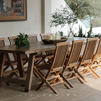 叕木|民宿度假酒店实木阳台桌椅组合庭院休闲户外可折叠柚木餐椅