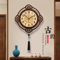 新中式客厅挂钟挂墙上中国风挂表创意时尚时钟大气免打孔家用钟表