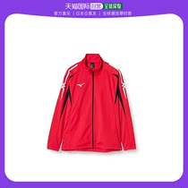 日本直邮美津浓男女通用款长袖运动热身外套吸汗速干中国红x黑S