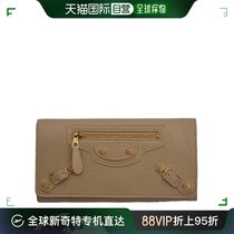 【99新未使用】香港直邮Balenciaga 巴黎世家 女士卡其色皮革钱包