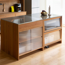 无即所有组合岛台厨房不锈钢板实木餐边柜伸缩桌一体储物收纳吧台