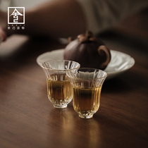 耐热玻璃小茶杯家用菊瓣品茗杯日式喝茶杯子手工杯泡茶杯玻璃功夫