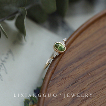 《绿野仙踪》天然橄榄石复古设计高级感轻奢纯银镀金彩宝戒指环女