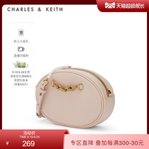 CHARLES＆KEITH秋季女包CK2-80781559女士油画珍珠链条单肩圆饼包