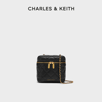 CHARLES＆KEITH春夏女包CK2-80271114绗缝菱格拉链斜挎小盒子女包