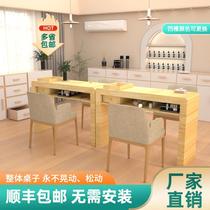 现代日式美甲桌子单人双人三人实木烤漆台凹槽吸尘器简约美甲台