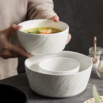 简约吃饭碗家用高级感泡面碗平底碗汤碗沙拉碗创意陶瓷米饭碗单个