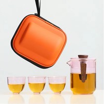 简易耐热玻璃旅行茶具泡茶壶家用办公旅游过滤茶水分离泡茶器套装