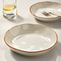 陶瓷盘子菜盘家用2024新款釉下彩深盘轻奢碗碟餐具高级感碟子餐盘