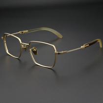 天然牛角 纯钛眼镜框男半框商务全框金色防蓝光近视眼睛架配度数