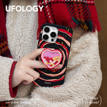 Ufology原创黑色爱心适用iPhone15promax磁吸手机壳14pro苹果13pro全包12可降解11新年创意软壳新款秋冬