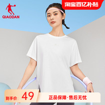 中国乔丹运动短袖T恤衫女2024夏季新款气休闲宽松中长款瑜伽服女