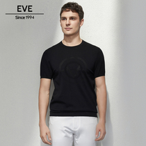 EVE依文黑色冰丝t恤圆领短袖凉感时尚字母商务休闲半袖男EF500502