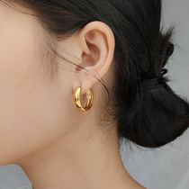 素圈圈大圆圈耳环女镀黄金色玫瑰金色简约气质耳扣高级感耳圈耳饰