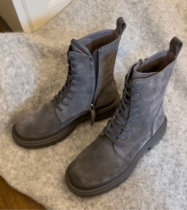 ROMI 牛反绒系带圆头厚底铝灰色马丁靴工装靴短靴