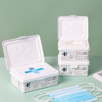 日本进口口罩收纳盒湿纸巾抽纸盒带盖塑料十字整理盒桌面储物盒子