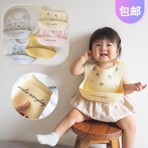 ins风日系婴儿6个月-4岁非一次性宝宝儿童防水围兜柔软硅胶吃饭兜