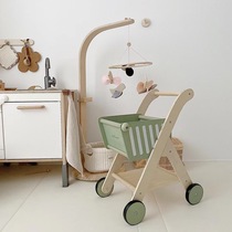 宝宝小型购物车玩具木制过家家超市儿童小推车室内婴儿网红学步车