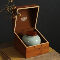 茶叶竹盒如懿陶瓷罐茶叶包装盒红茶大红袍空礼盒通用密封罐空盒子