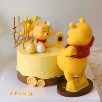 小熊蛋糕装饰摆件可爱大肚熊怀孕妇妈妈老婆生日蛋糕插牌插件配件