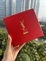 YSL圣罗兰2024新款专柜红色礼品盒手提袋礼品袋拉菲草礼盒正方形