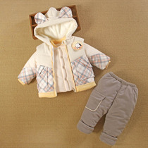 6一12个月4婴儿冬装8外套分体0款男宝宝衣服加厚棉服袄三件套冬季